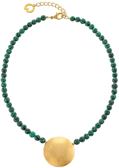  Collier Sonnenscheibe mit Malachitperlen - Petra Waszak