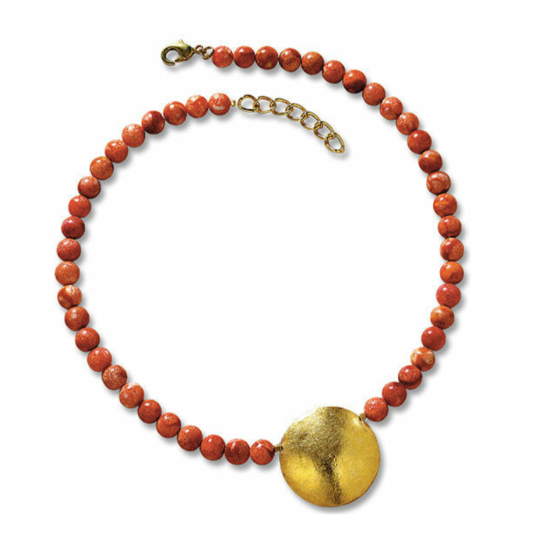 Collier Sonnenscheibe mit Zuchtkorallen - Petra Waszak
