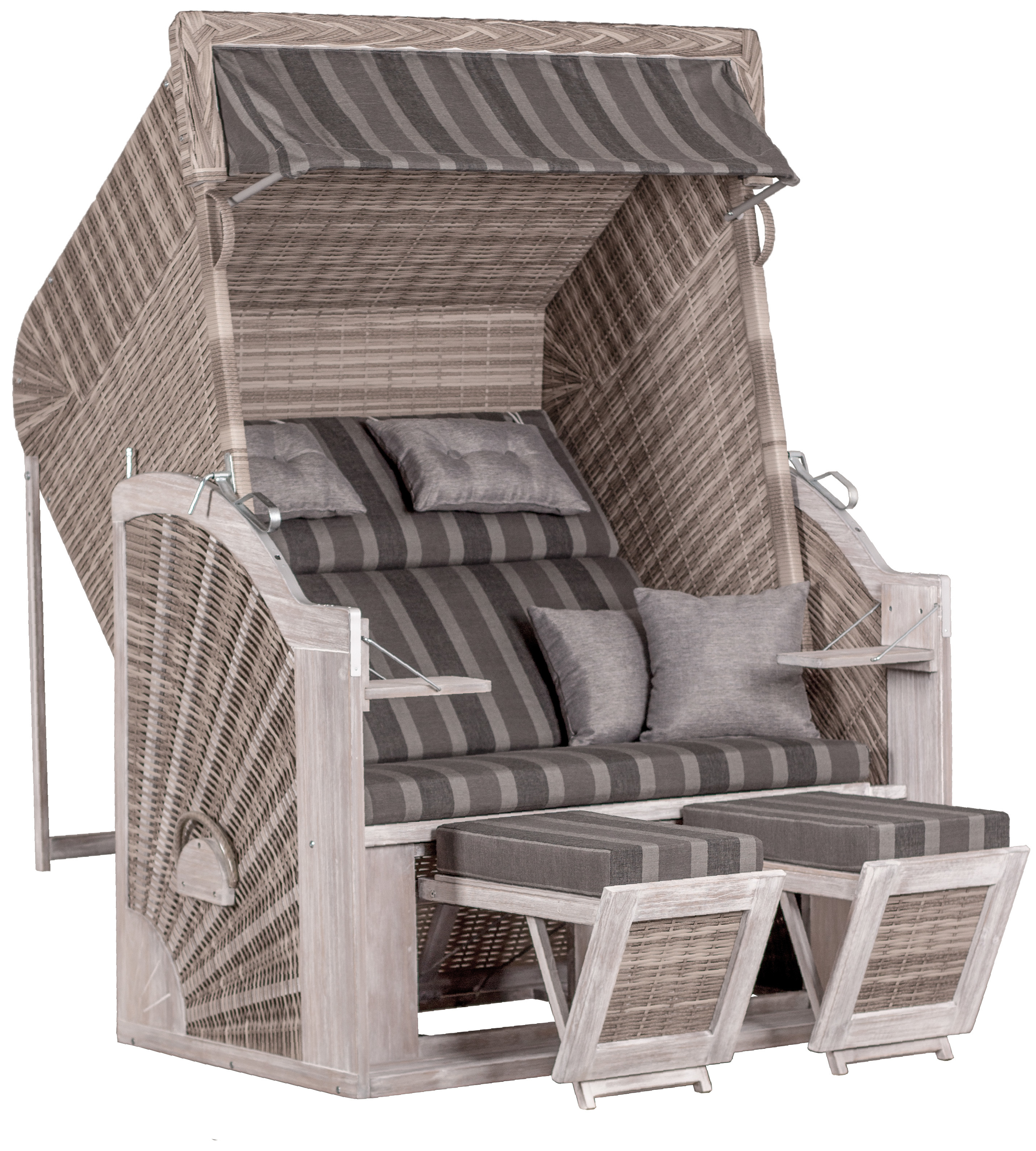 Strandkorb aus Pinienholz 2,5 Sitzer – deVries PURE® – Classic XL SUN grau/weiß