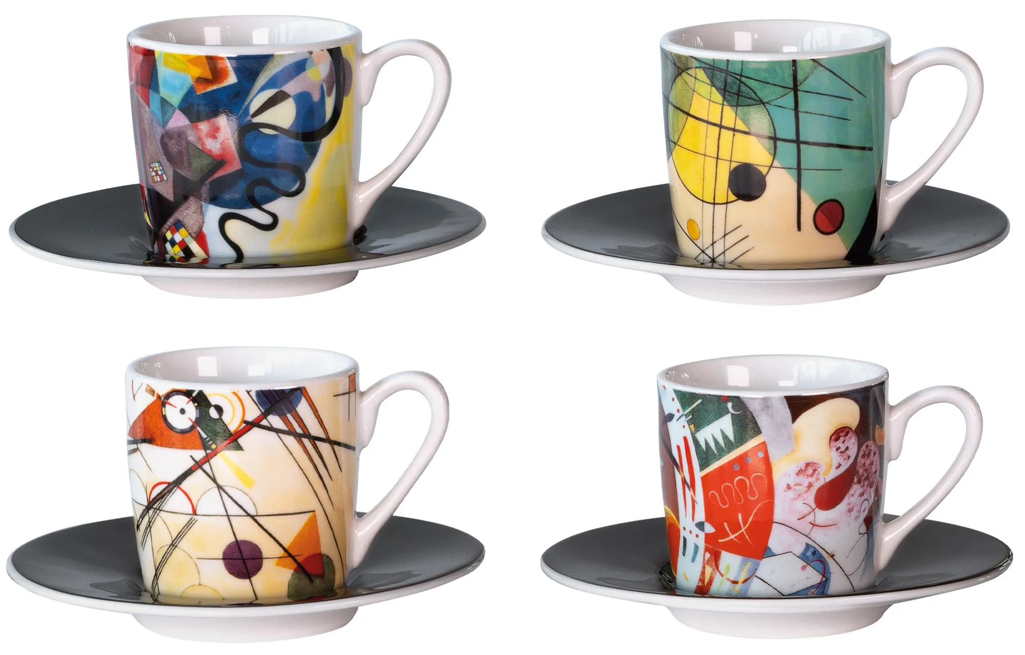 Espressotassen 4er Set mit Künstlermotiven – Wassily Kandinsky