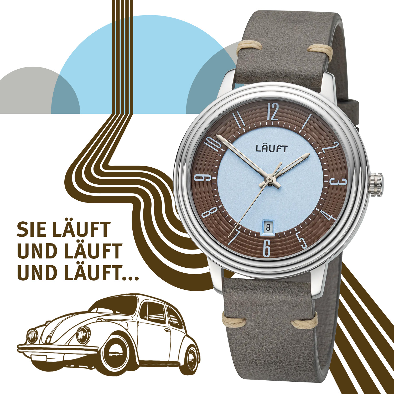 Armbanduhr mit Lederband – Läuft