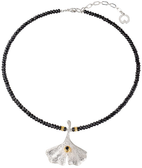 Kette Ginkgo mit Onyx - Petra Waszak