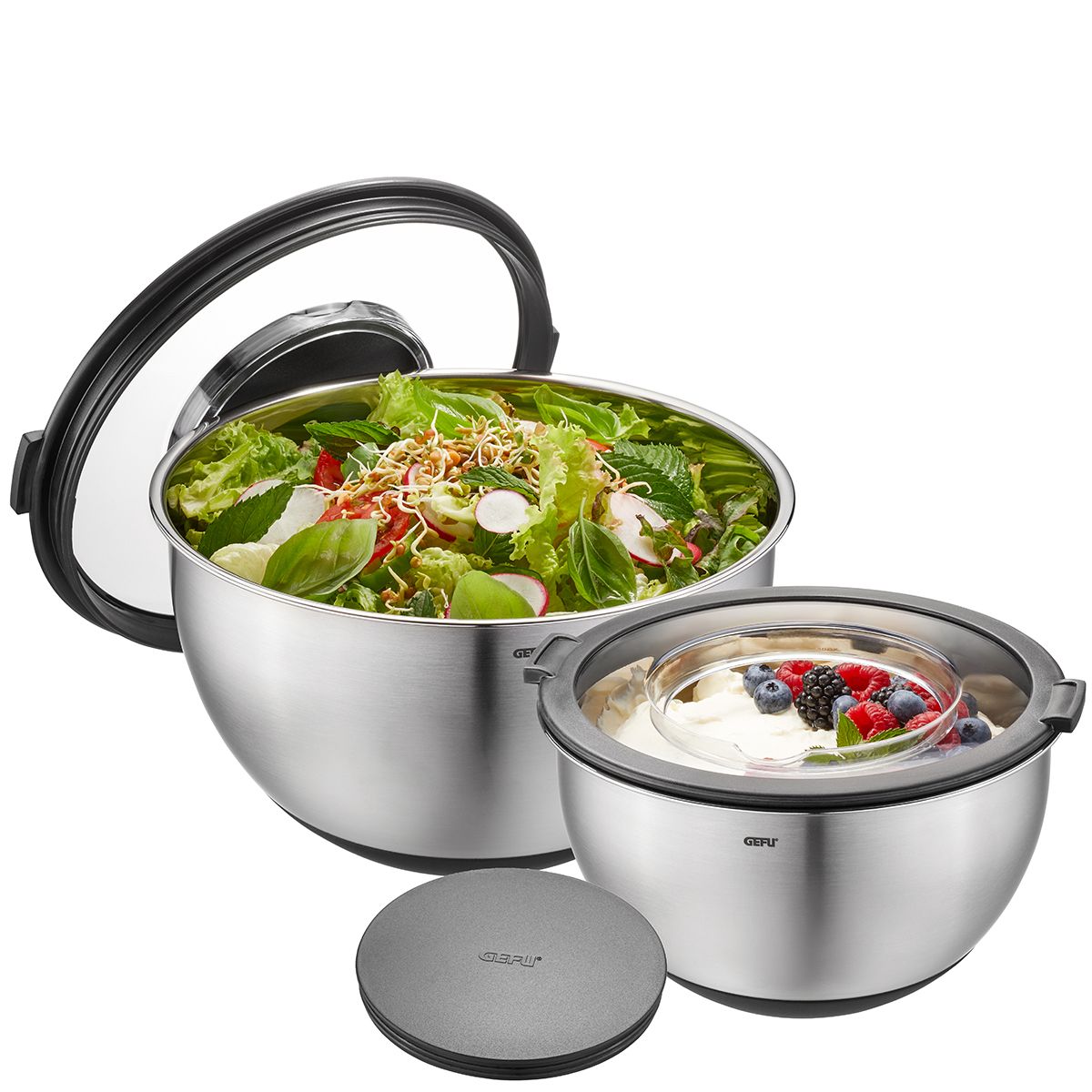 Schüssel 2er-Set mit Spritzschutzdeckel MUOVO