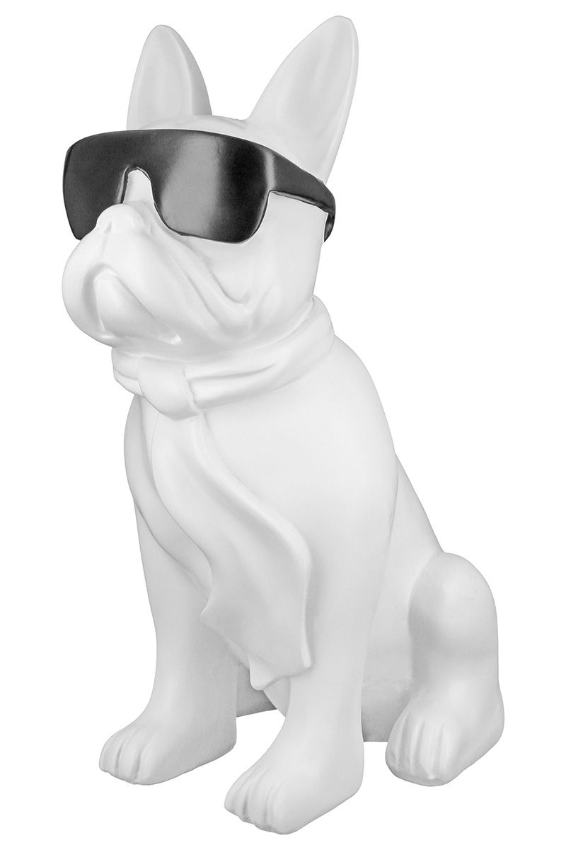 Mops-Skulptur Cool Dog weiss