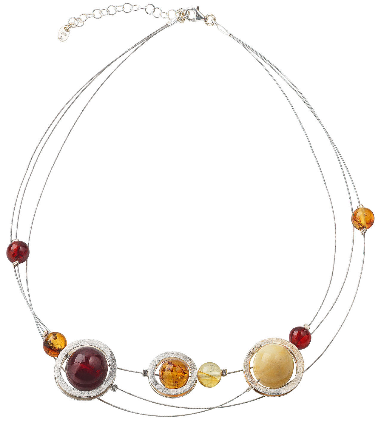 Collier aus Bernstein - Sonne, Mond und Sterne
