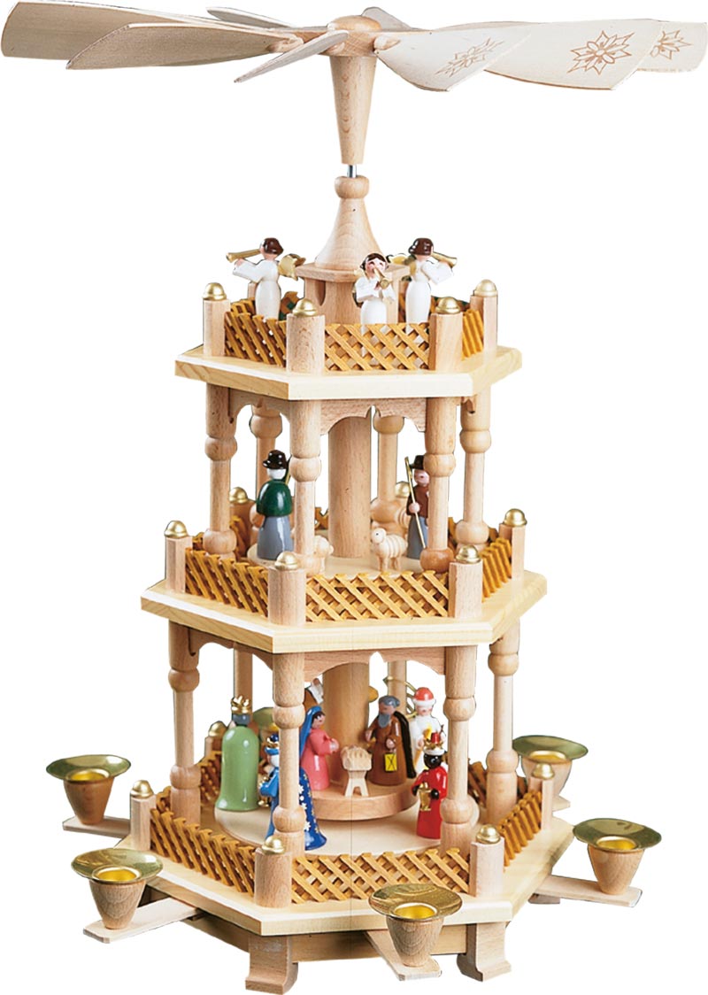 Weihnachtspyramide 3-Stöckig – "Heilige Familie"