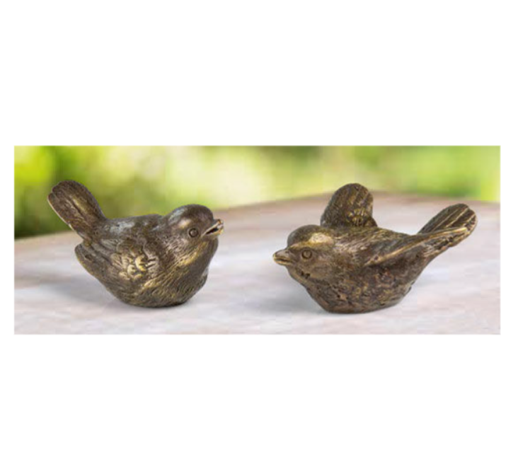 Gartenskulpturen Vogelpaar - 2er-Set/Bronze