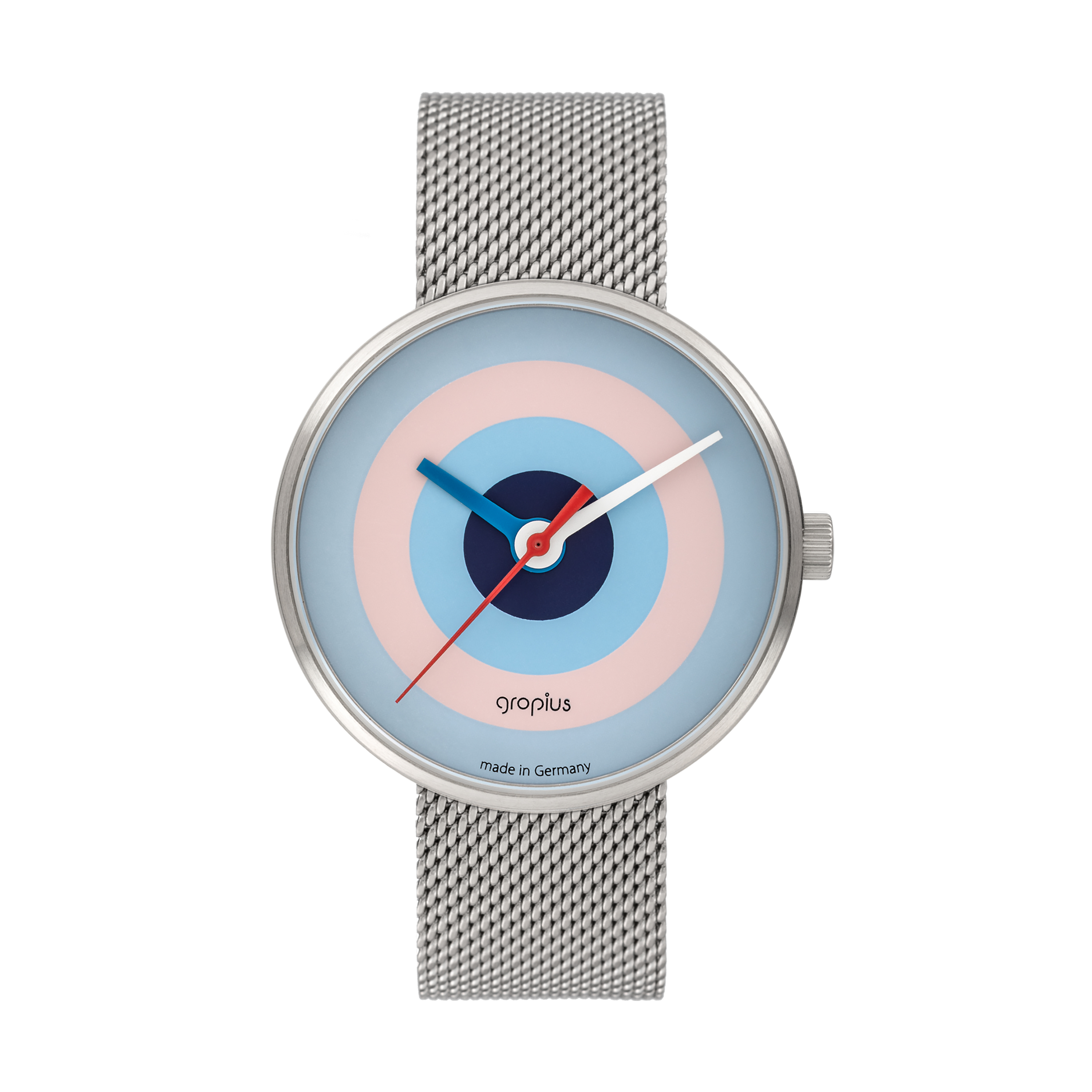 Armbanduhr Walter Gropius - J. Albers Edelstahl blau-rosa