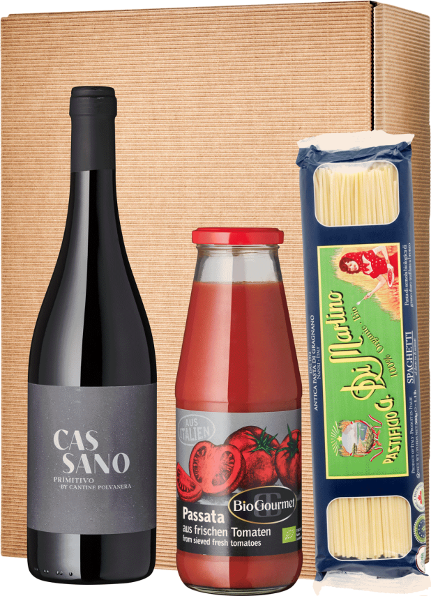 Geschenkset Rotwein und Pasta – Pasta e Basta