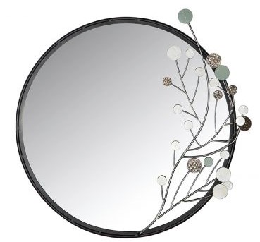 Spiegel "Twig" rund Blumendesign