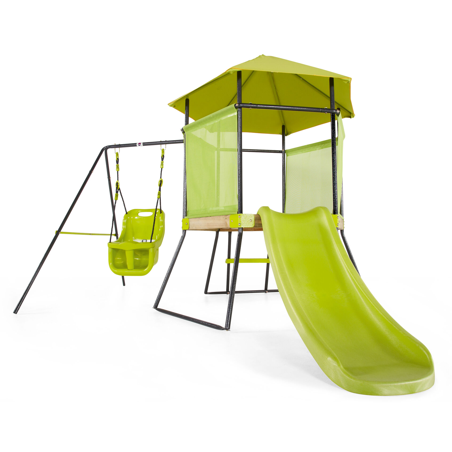 Spielgerüst mit Babyschaukel - lime grün
