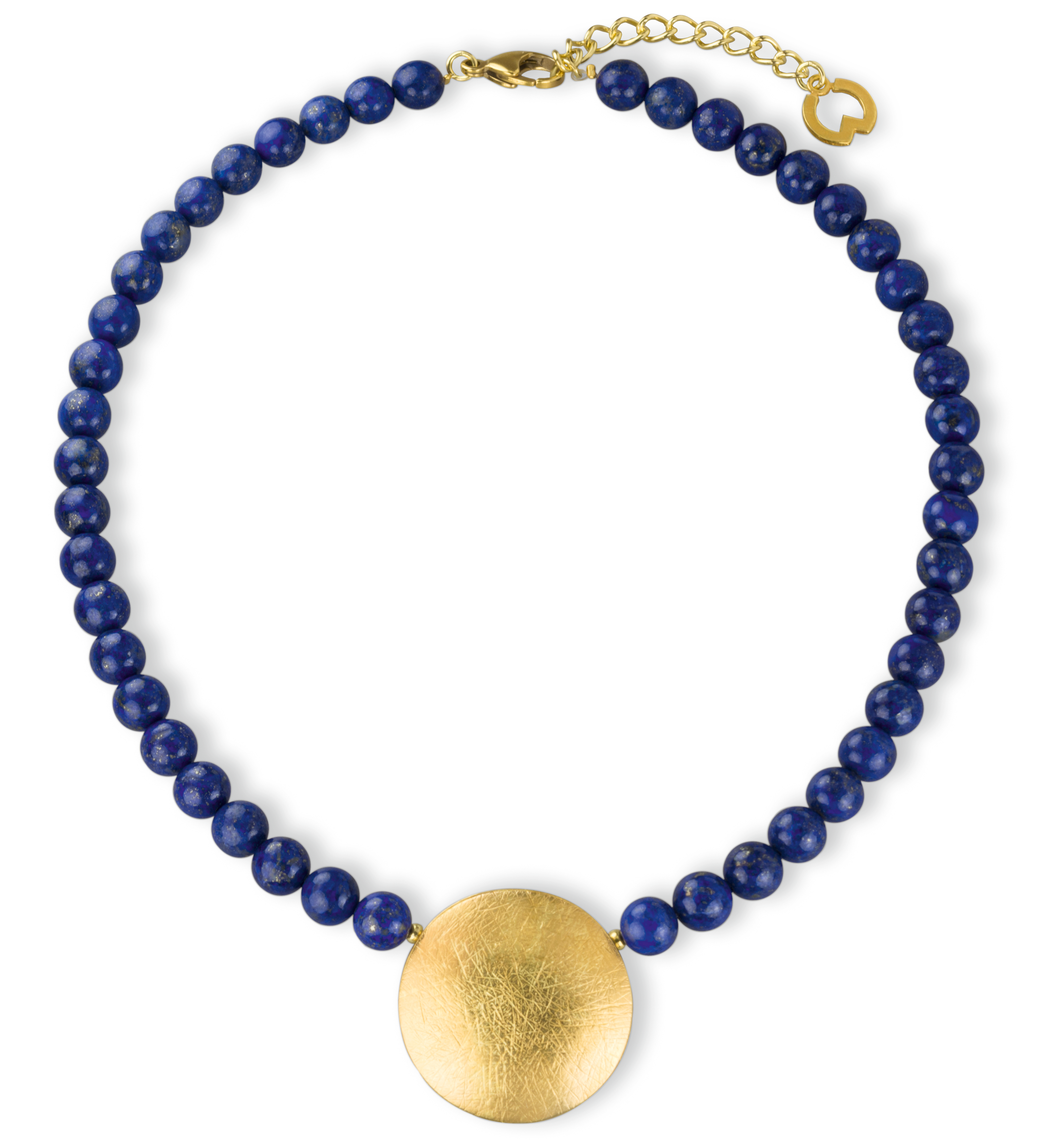 Collier Sonnenscheibe mit Lapislazuli-Perlen – Petra Waszak