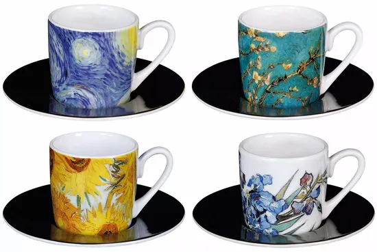 Espressotassen mit Künstlermotiven im 4er-Set - Vincent van Gogh