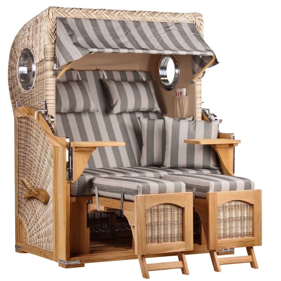 Strandkorb 2-Sitzer Komplettset | Teakholz – Düne