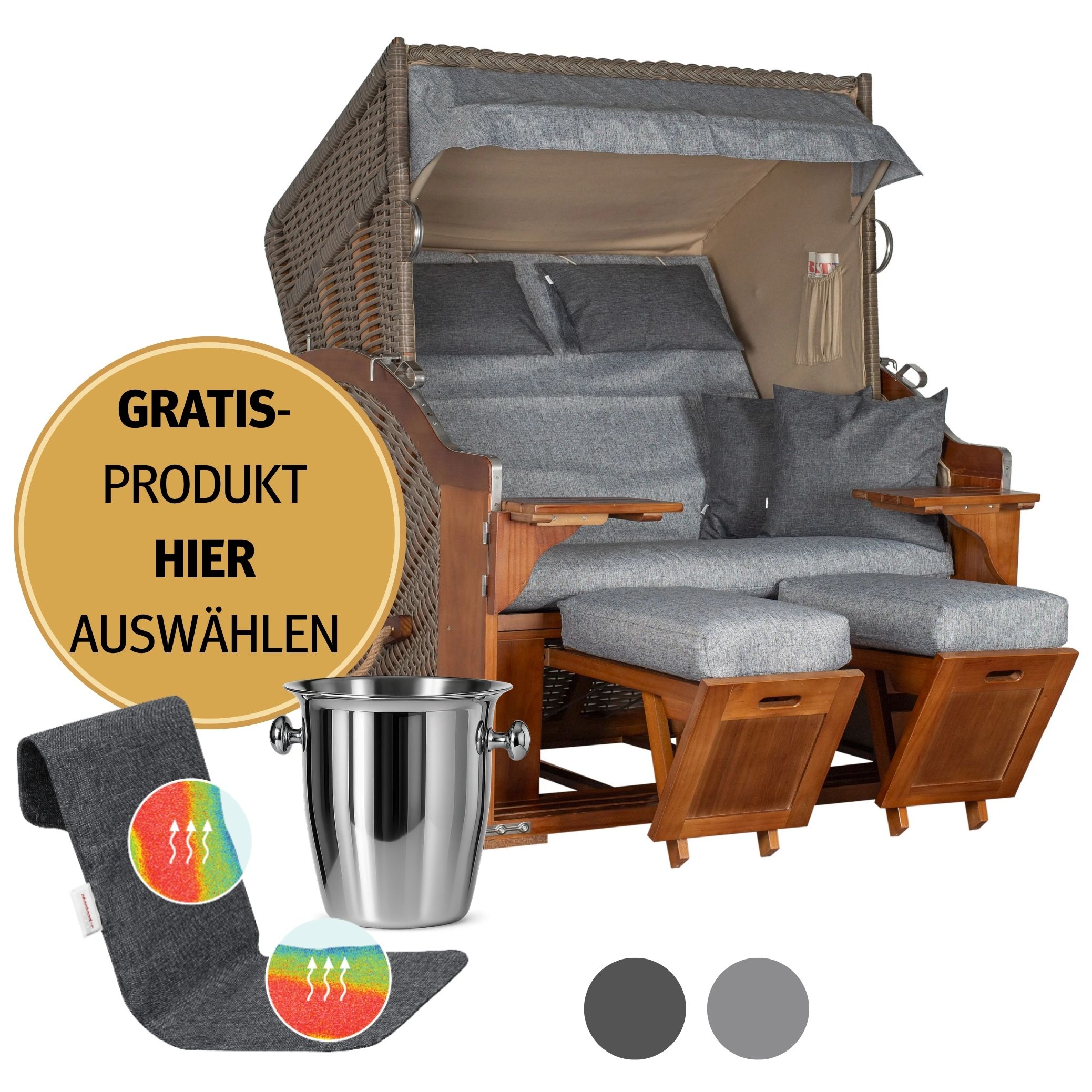 Strandkorb 2-Sitzer | Pinienholz – Büsum