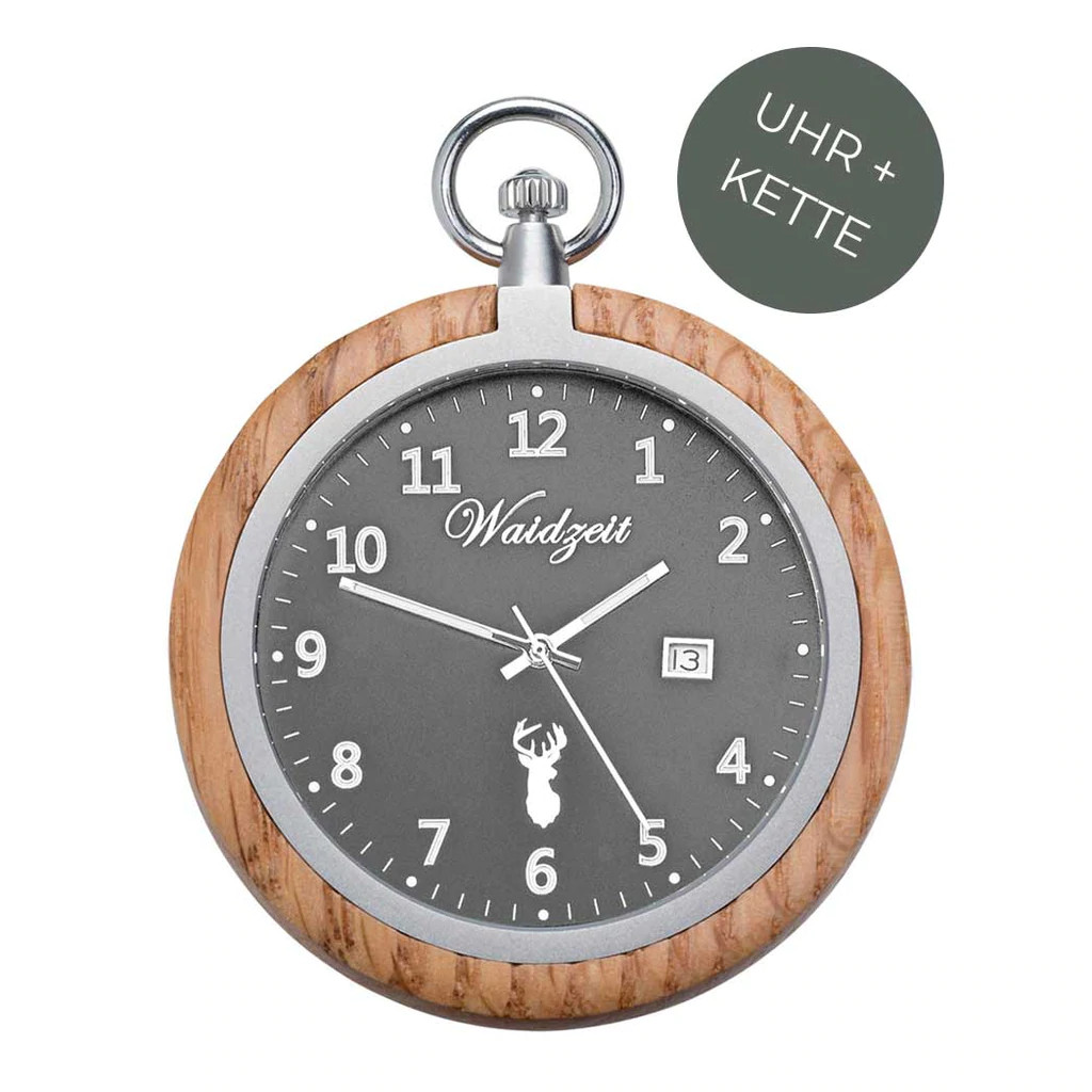 Taschenuhr aus Eichenholz