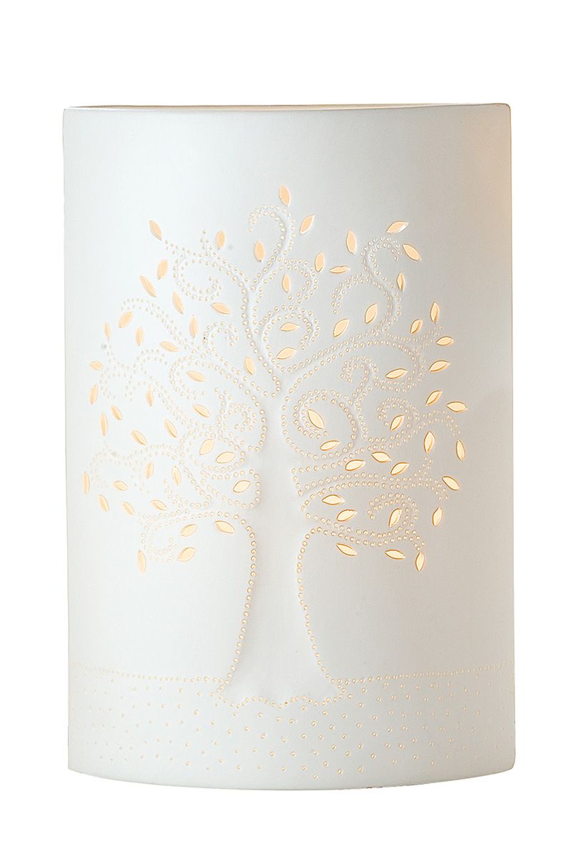Lampe aus Porzellan - Ellipse Lebensbaum