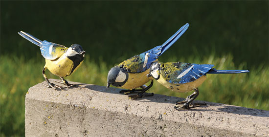 Gartenfigur Blaumeisen, 3-teilig