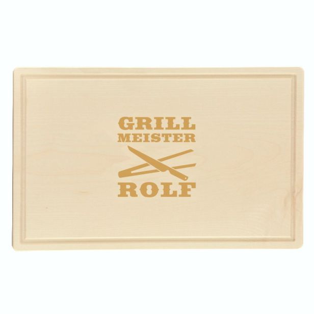 Schneidebrett personalisierbar | Grillmeister mit Grillzangen